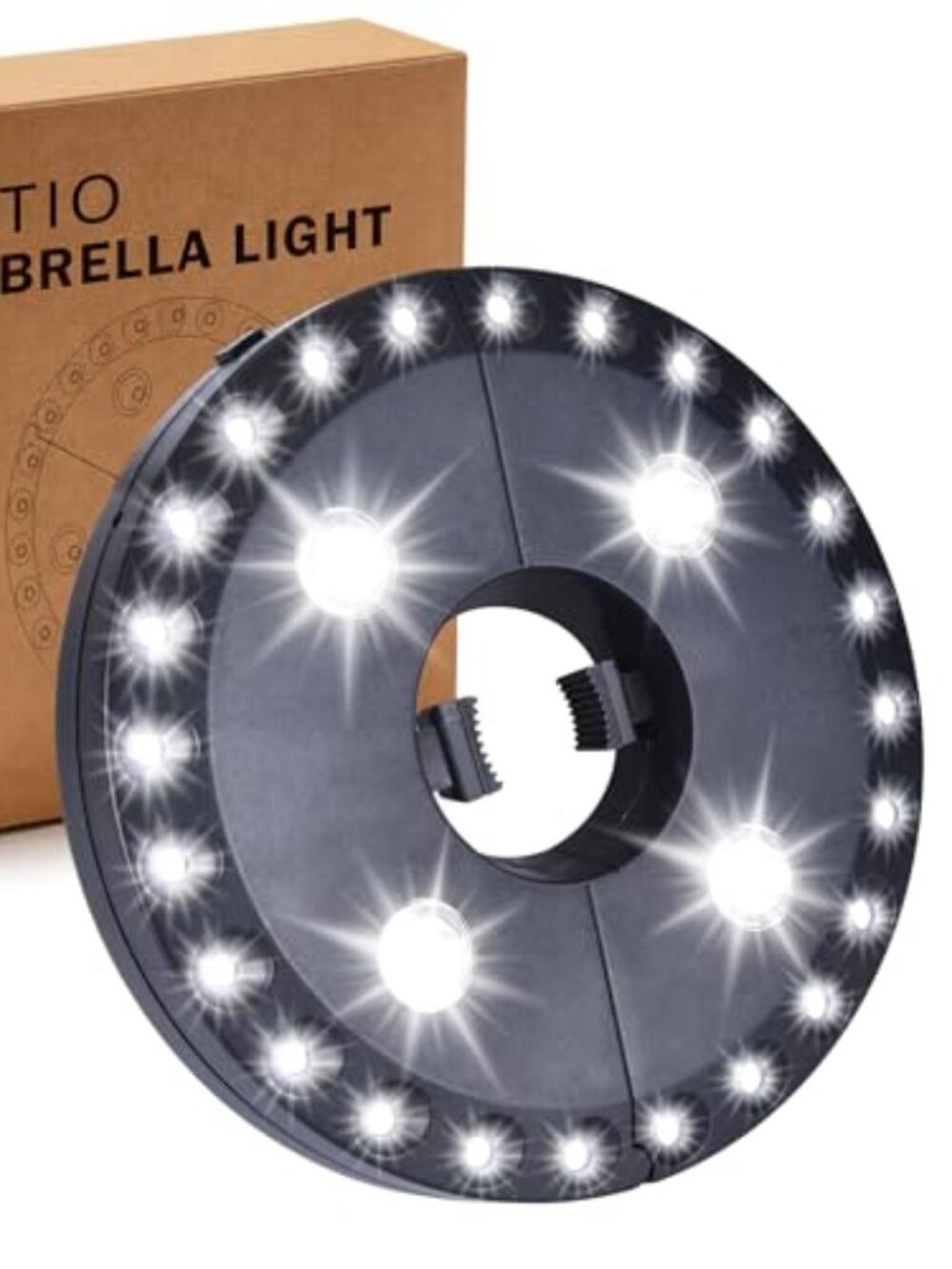 Patio Umbrella Light 3 Brightness Modes Cordless, with 24+4 Cool White LEDs